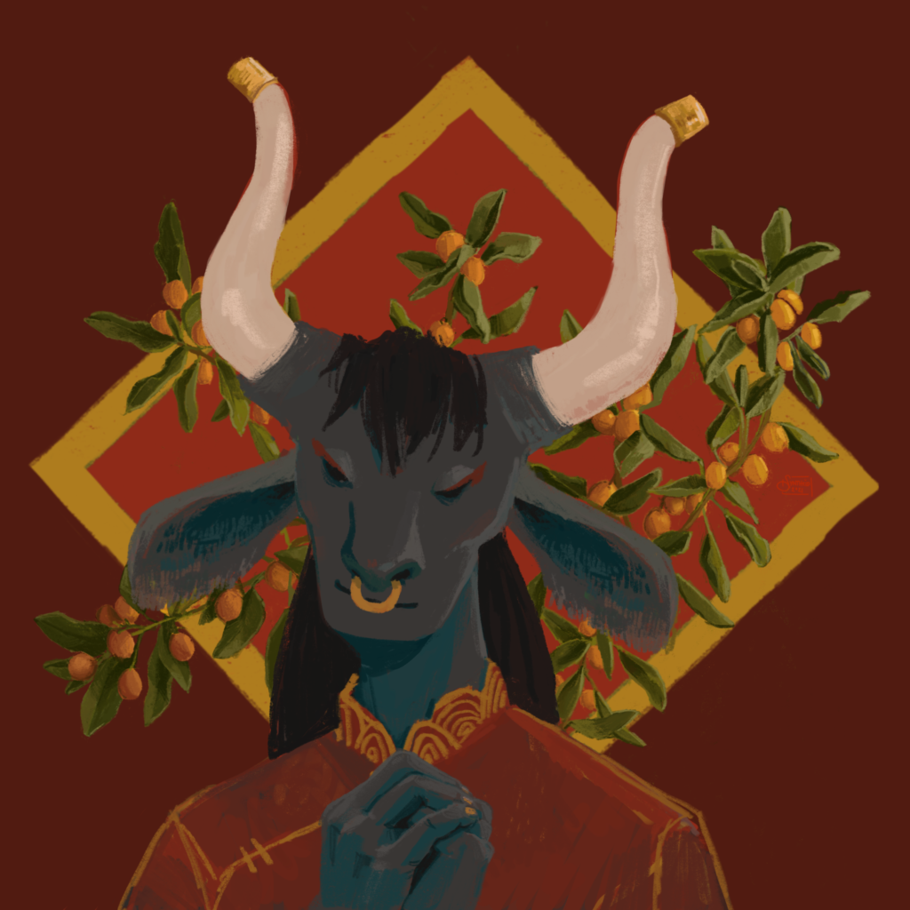 celebratory illustration for the Chinese year of the ox